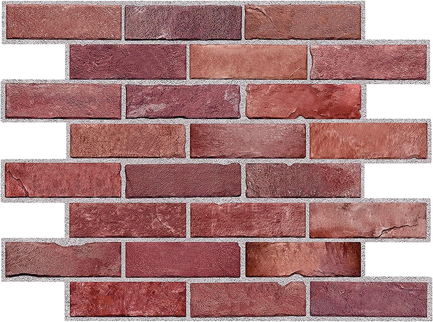 Retro-Art 3D Wall Panels, Pack of 10, Faux Brick in Red, PVC, 17.5" x 23.75", Cover 28.86 sq.ft. 570TG