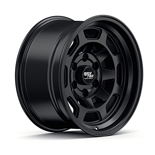 RockTrix RT117 17 inch Wheel Compatible with 2009-2024 Ford F150, 17x9 6x135 Wheels (-12mm Offset, 4.5in Backspace) 87.1mm Bore, Black Wheels, Also fits 2022+ Bronco Raptor Rims