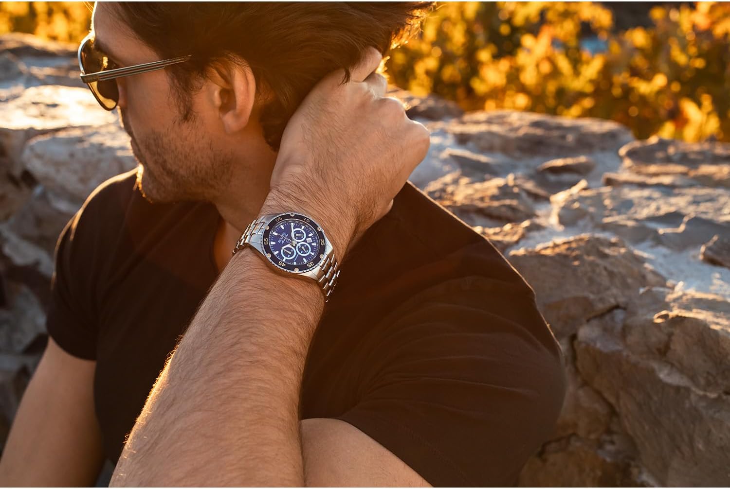 Bulova Men's Marine Star Two-Tone Stainless Steel Chronograph Quartz Watch, Blue Dial Style: 98H37