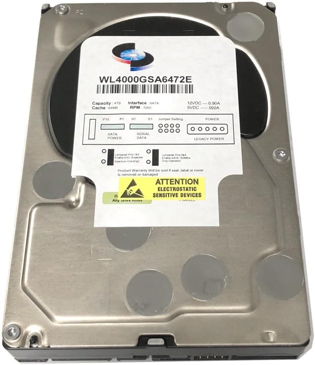 WL 4TB 7200RPM 64MB Cache SATA 6.0Gb/s (Enterprise Grade) 3.5 Hard Drive (for Server, RAID, NAS, DVR, Desktop PC) w/1 Year Warranty