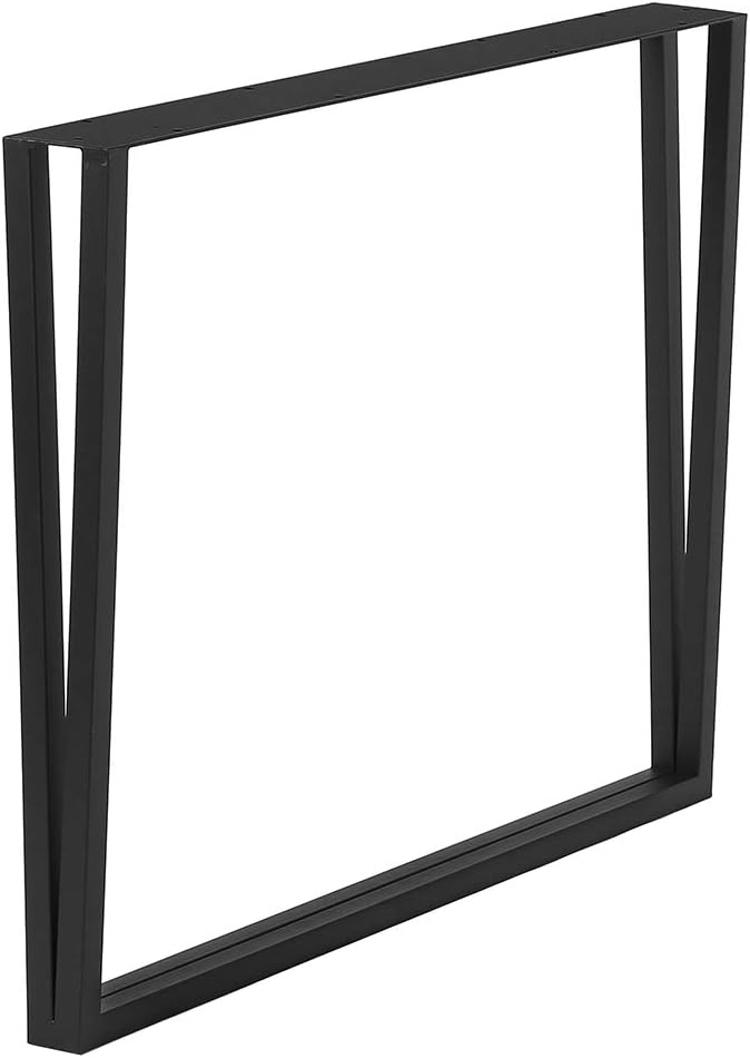 Metal Table Legs Cast Iron Dining Table Legs,28�� Height 24�� Wide Black Desk Legs,Rustic Heavy Duty DIY Furniture Legs,Industrial Bench Legs,Square Tube Coffee Table Legs 2 PCS