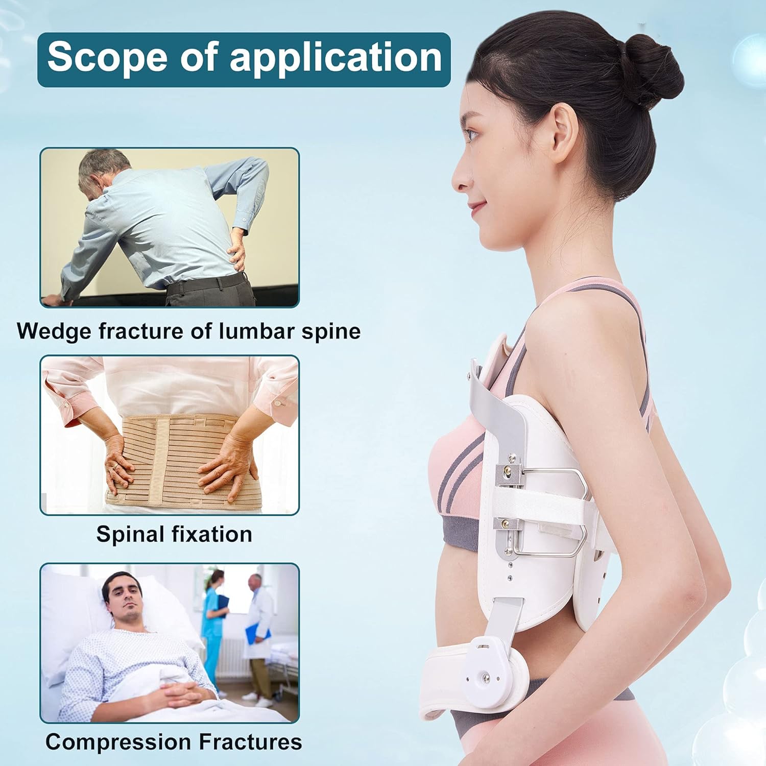 Hyperextension Back Brace Orthotics Jewett Brace for Thoracic & Lumbar Spine Flexion, Spine Compression Fractures(Medium)