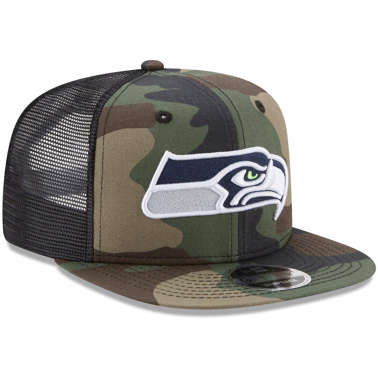 New Era Seattle Seahawks Woodland Camo/Black Trucker 9FIFTY Snapback Adjustable Hat