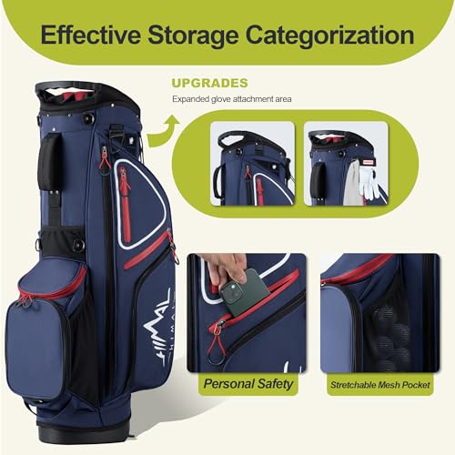 14 Way Golf Stand Bag, Golf Bags for Men with Stand, Top Dividers Ergonomic with 10 Pockets Golf Club Bags