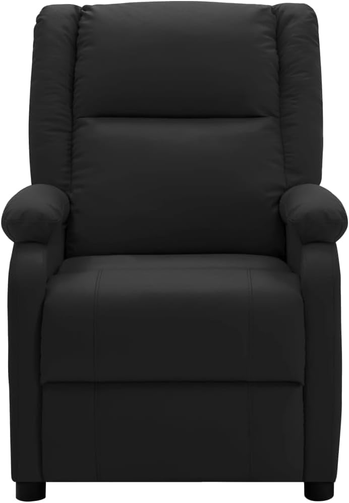 Massage Recliner Chair with Footrest | Adjustable Recliner Sofa for Elderly Adults | Artificial Leather Reclining Sofa Seating with USB Port for Living Room Home Theater | Black Faux Leather