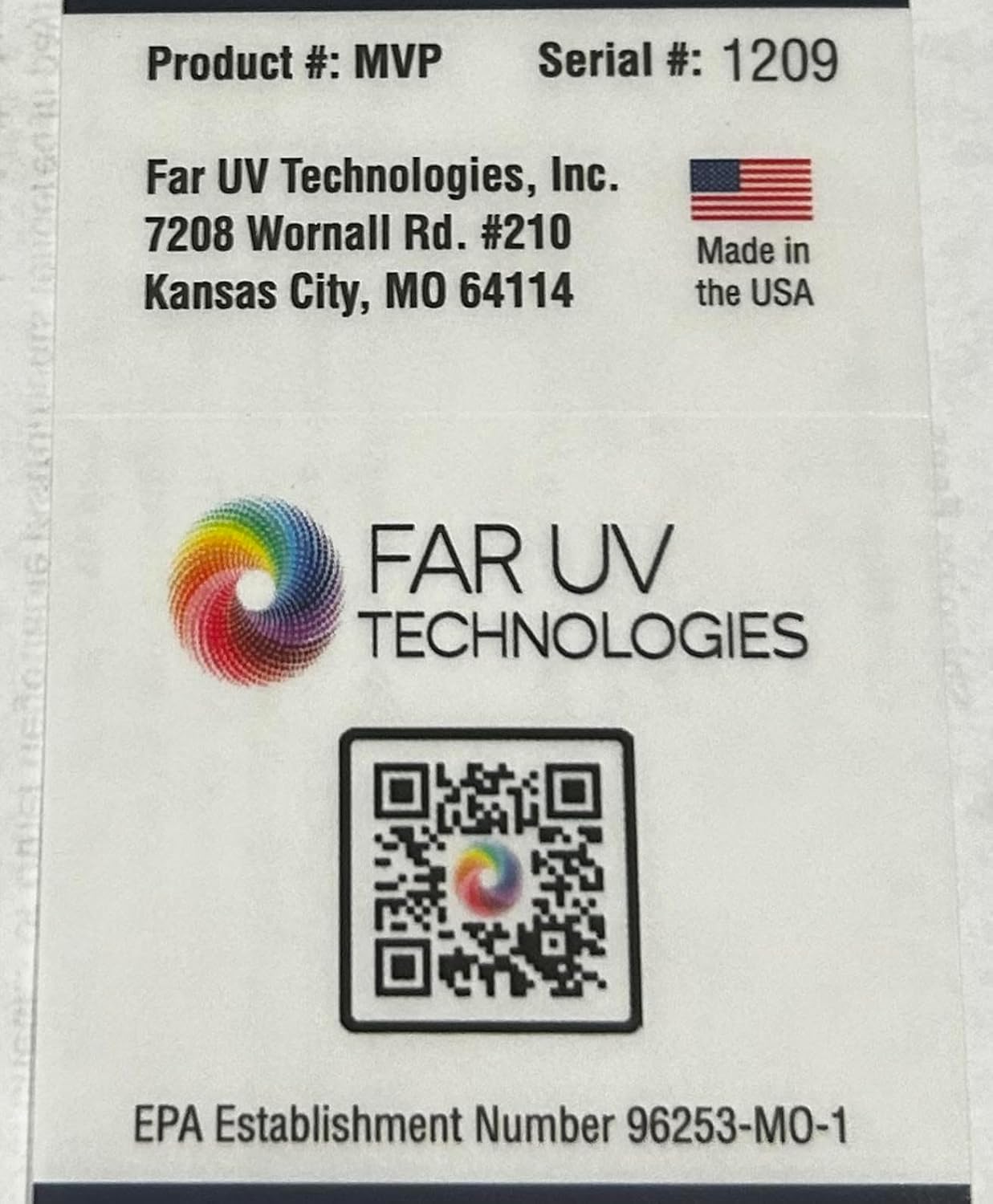 Far UV Technologies Krypton MVP Portable UV Light Air Cleaner