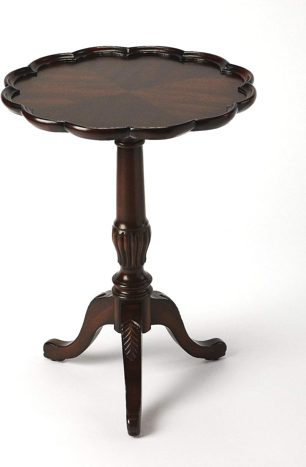 Tables - Parkwood Piecrust Pedestal Table - Side Table - Plantation Cherry Finish
