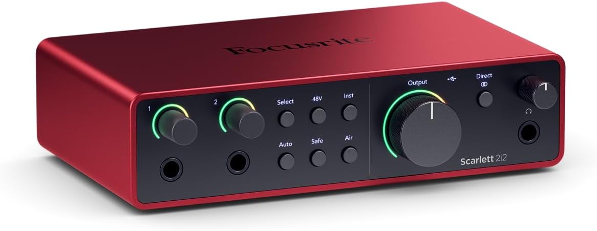 Focusrite Scarlett 2i2 Studio 4th Gen USB Audio Interface Full Recording Bundle with Exclusive Creative Music Production Software Kit with CR3-X Multimedia Monitors and 24 Pack Acoustic Wedge Panels
