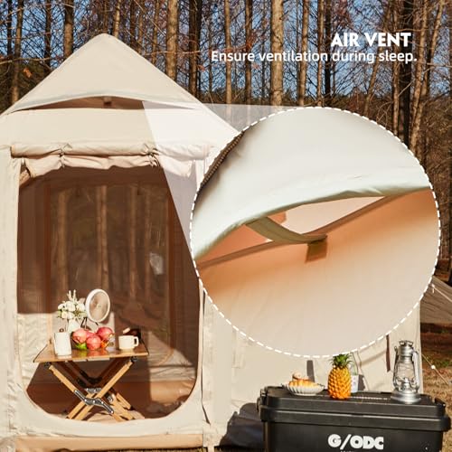 YOLENY Inflatable Tents for Camping, 4/6/8/10/12 Person Tent with TPU Skylight, Mesh Windows, Stove Jack & Pump, Easy Setup 4 Season Glamping Tent, Waterproof & Windproof