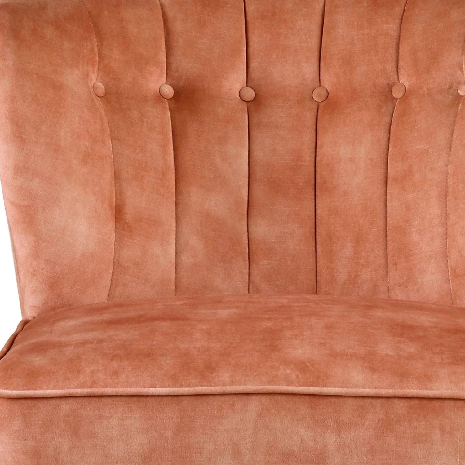 HomeRoots 486590 32 x 26 x 30 in. Burnt Orange Velvet & Brown Solid Color Slipper Chair