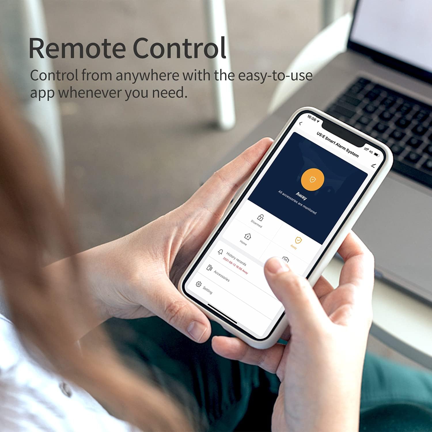 US:E Smart Wireless DIY Home Security Alarm System,9 Piece Kit, Doorbell, Motion Sensor, Entry Sensor, Remote Control, Panic Button, Compatible with Amazon Alexa and Google Assistant, No Contract
