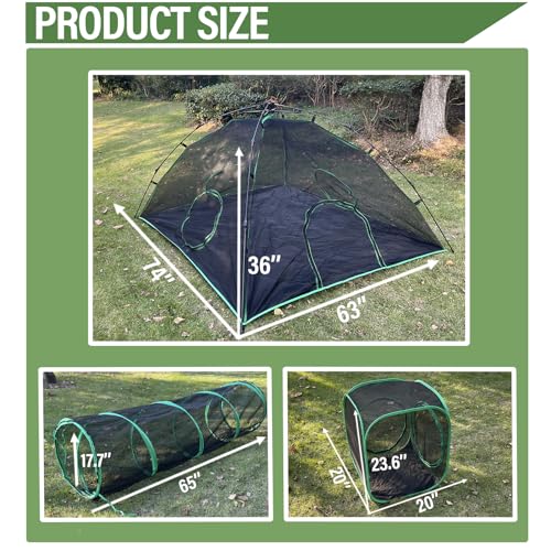 6-in-1 Outdoor Cat Play Tents and Tunnels - Portable Cat Enclosures and Playpen With 3 Tents and 3 Tunnels