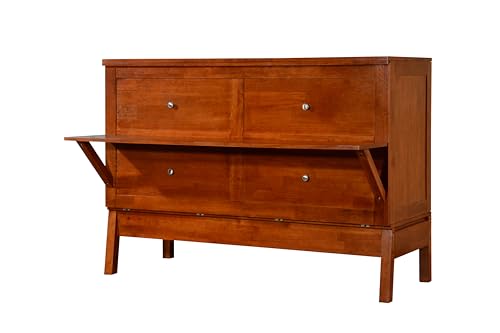 Amalfi Murphy Cabinet Chest Desk Bed with Drawers & USB Charging Station (Queen Size, Java)