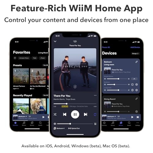 WiiM Amp: Multiroom Streaming Amplifier | Compatible with AirPlay, Google Cast, Alexa | HDMI, Voice Control | Stream from Spotify, Amazon Music, Tidal & More | Space Gray