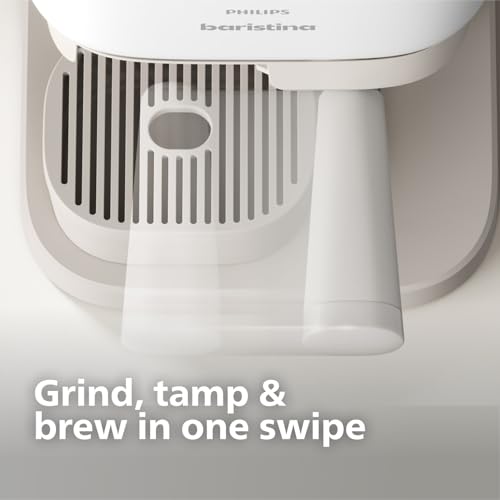 Philips Baristina Espresso Machine, Grind, Tamp & Brew Coffee Beans in One Swipe, Compact, 16 Bar Pump Pressure, Automatic Grinder, Black with Black Portafilter (BAR300/60)