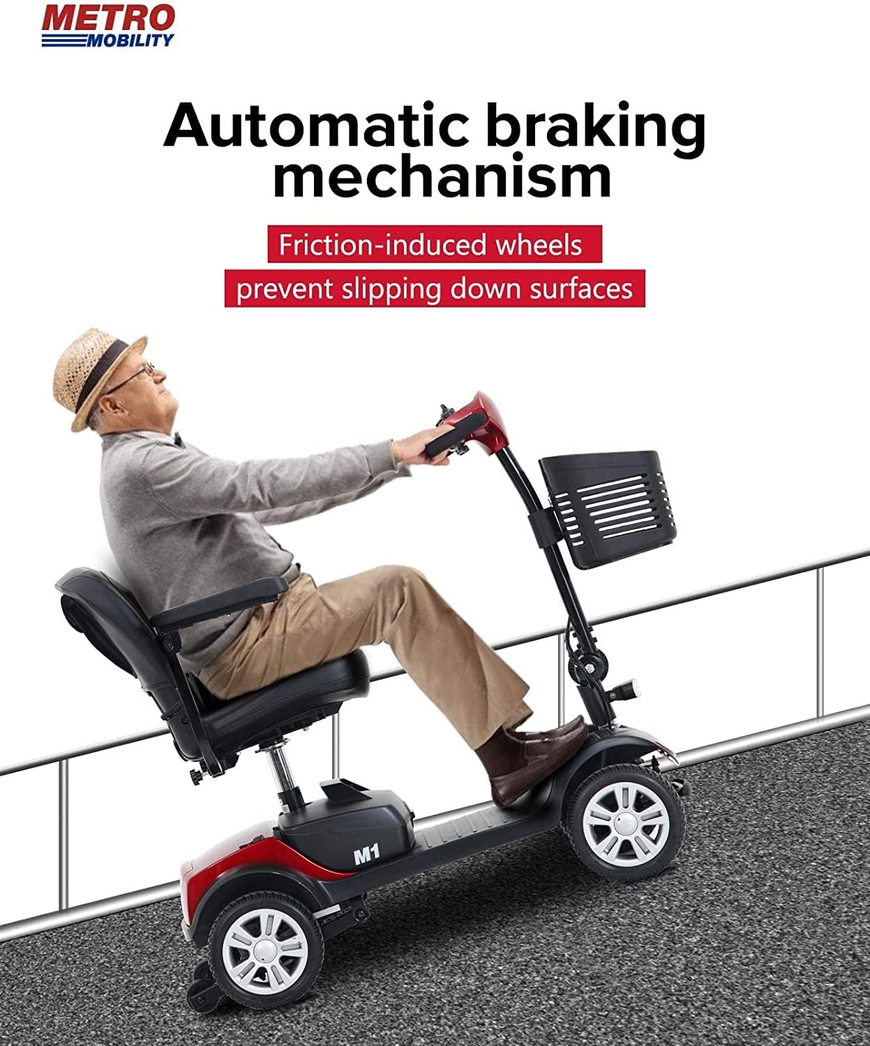 Folding Mobility Scooter for Seniors 4 Wheel Scooter for Adults Electric Medical Scooter Compact for Travel - Electric Powered Wheelchair Device - Compact Heavy Duty Mobile (M1 Red)
