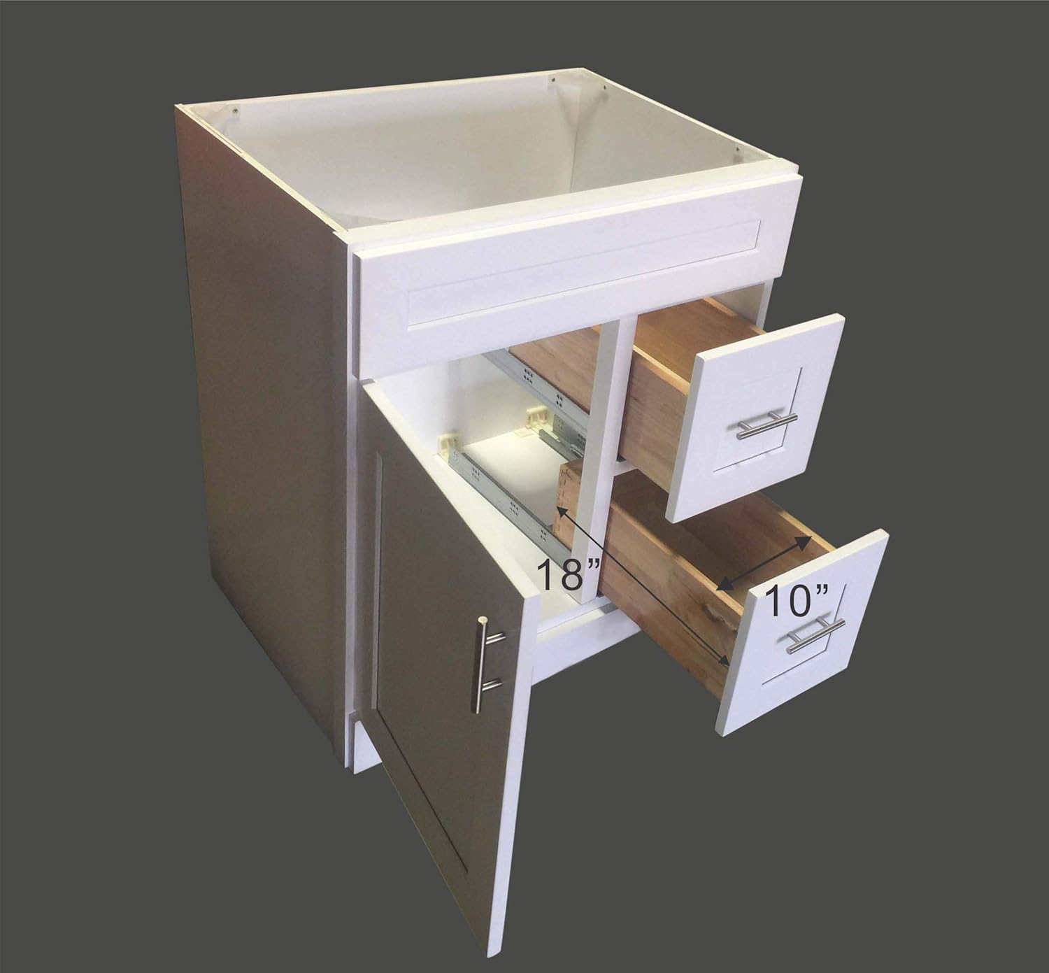 New White Shaker Single-Sink Bathroom Vanity Base Cabinet 30" Wide x 21" Deep WS-V3021DLR