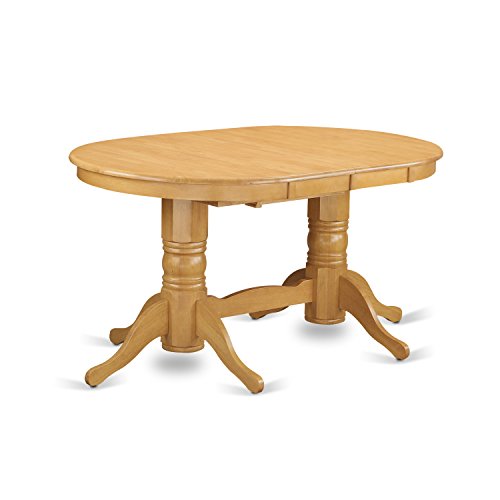 East West Furniture VABO9-OAK-W 9 Piece Modern Set Includes an Oval Wooden Table with Butterfly Leaf and 8 Dining Room Chairs, 40x76 Inch