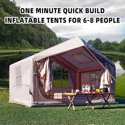 Inflatable Tent for Camping - 6-8 Person Ultra-Quick Setup Blow Up Tent,80.73 Square Feets 4 Season Inflatable Tent with Stove Jack, Inflatable Camping Tent Portable for Outdoor, Waterproof