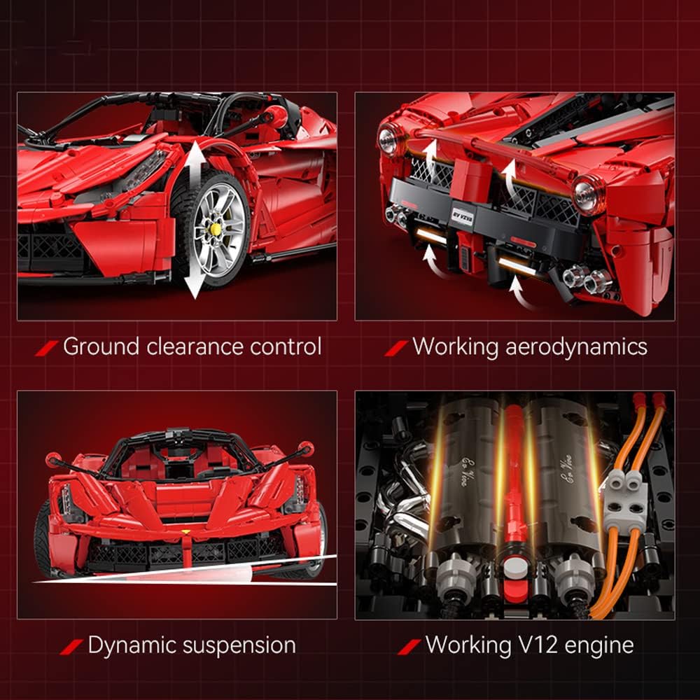MISINI C61505W LaFer Supercar Building Set, 1:8 Scale Sports Car Building Blocks Kit for Adults, CADA Bricks Viva Hypercar, Collectible Motorsport MOC Car Toy Gift for Men Teens - 4739 Pcs