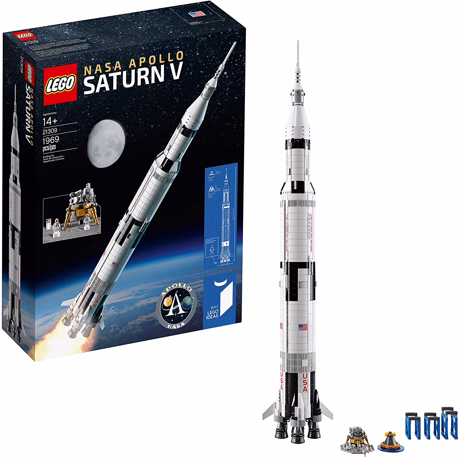 LEGO Ideas NASA Apollo Saturn V 92176 Outer Space Model Rocket for Kids and Adults, Science Building Kit (1969 Pieces)