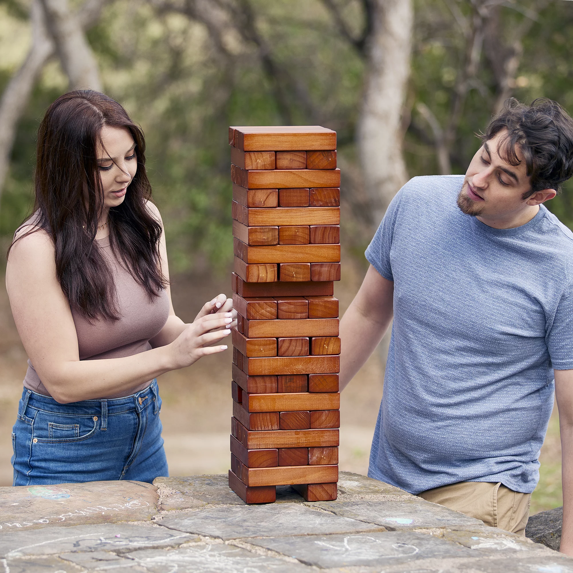 YardGames Giant Tumbling Timbers Stacking & Giant 4 in a Row Game Bundle
