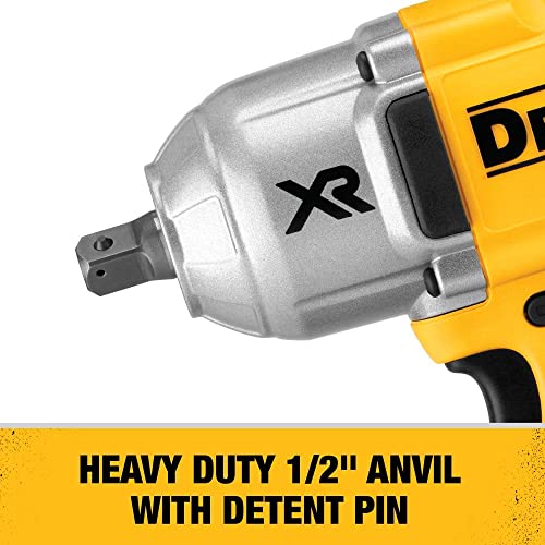 DEWALT 20V Max XR Impact Wrench Kit, Brushless, High Torque, Detent Pin Anvil, 1/2-Inch, Cordless (DCF899M1)