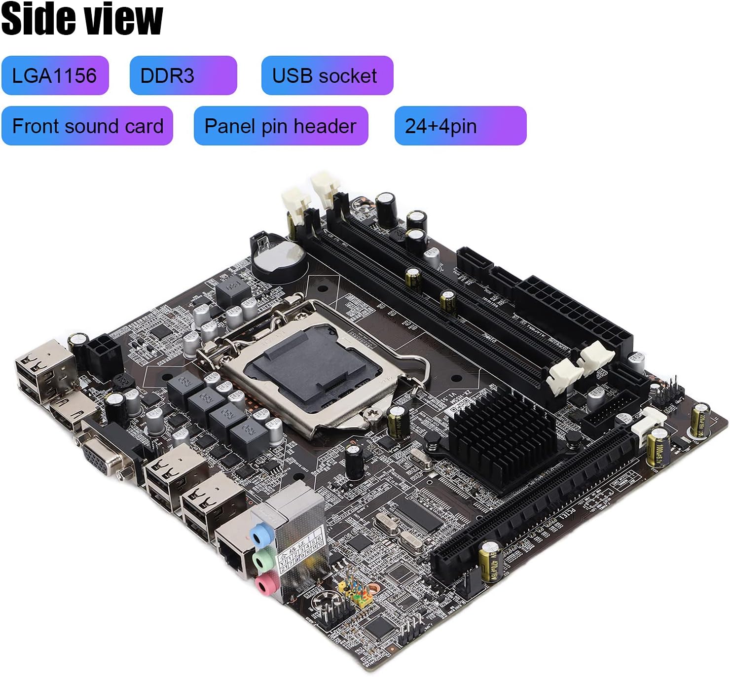 H55 Computer Motherboard, Desktop Mainboard Fit for I7 I5 I3 CPU, LGA 1156,DDR3,Single Dual Channel DDR3 1066/1333/1600, Integrated Graphics Card Sound Card Network Card,PCIE Graphics Slot,2xPCI