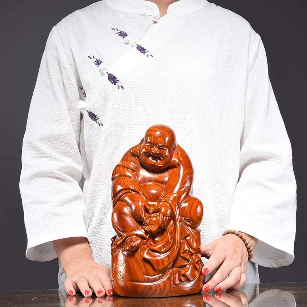 Buddha Statue Buddha Statue Huanghuali Wood Carving Maitreya Buddha Decoration Solid Wood Laughing Buddha Home Craft 7.88 Inches Perfect Decoration