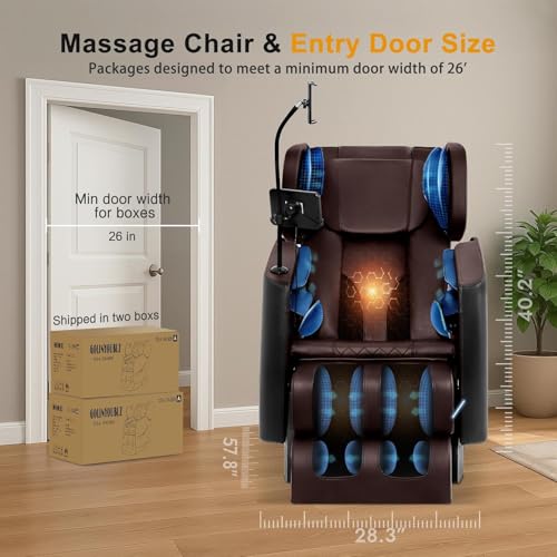 2025 Massage Chair Full Body - Zero Gravity Massage Chair Recliner for Fatigue w/Heating, Air Pressure Massage, 6 Auto Mode, 10 Rollers, Footrest, Bluetooth, Time, Gift for Parents & Seniors （Black）