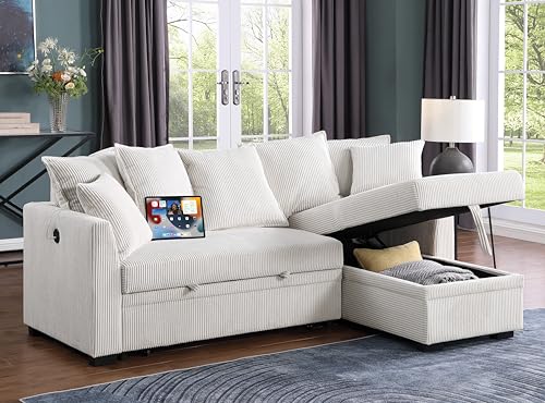 Oversized U-Shaped Sectional Sofa Couch Plush Corduroy Upholstered Modular Deep Seat Sofa&Couch Sectional W/Right Facing Chaise Lounge and 7 Toss Pillows for Home Apartment Living Room Furniture Sets