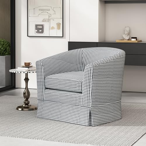 Christopher Knight Home Cecilia Modern Swivel Club Chair, 51 "W x 28 "D x 27 "H, White/Blue Stripe