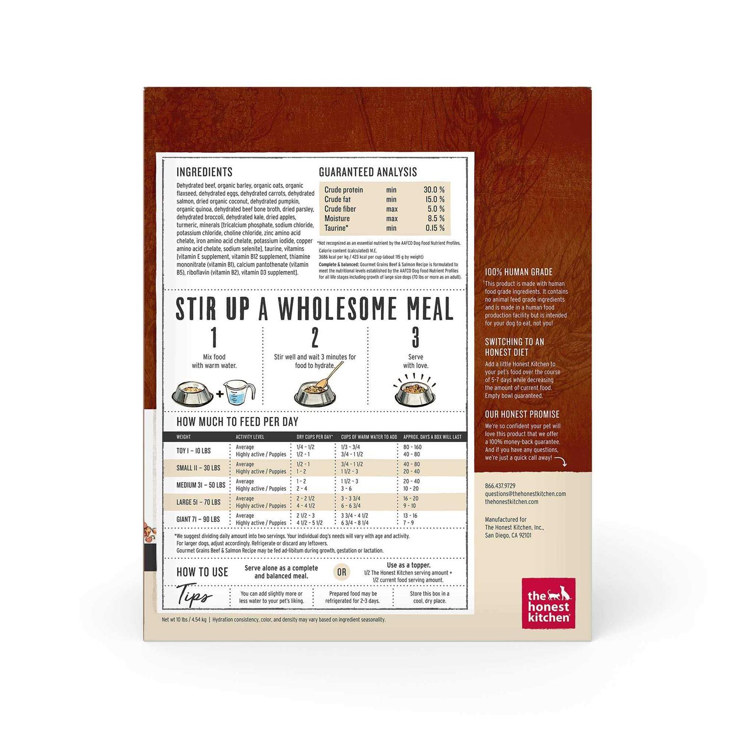The Honest Kitchen Dehydrated Gourmet Grains Beef &amp; Salmon Dog Food - Pet Supplies online store