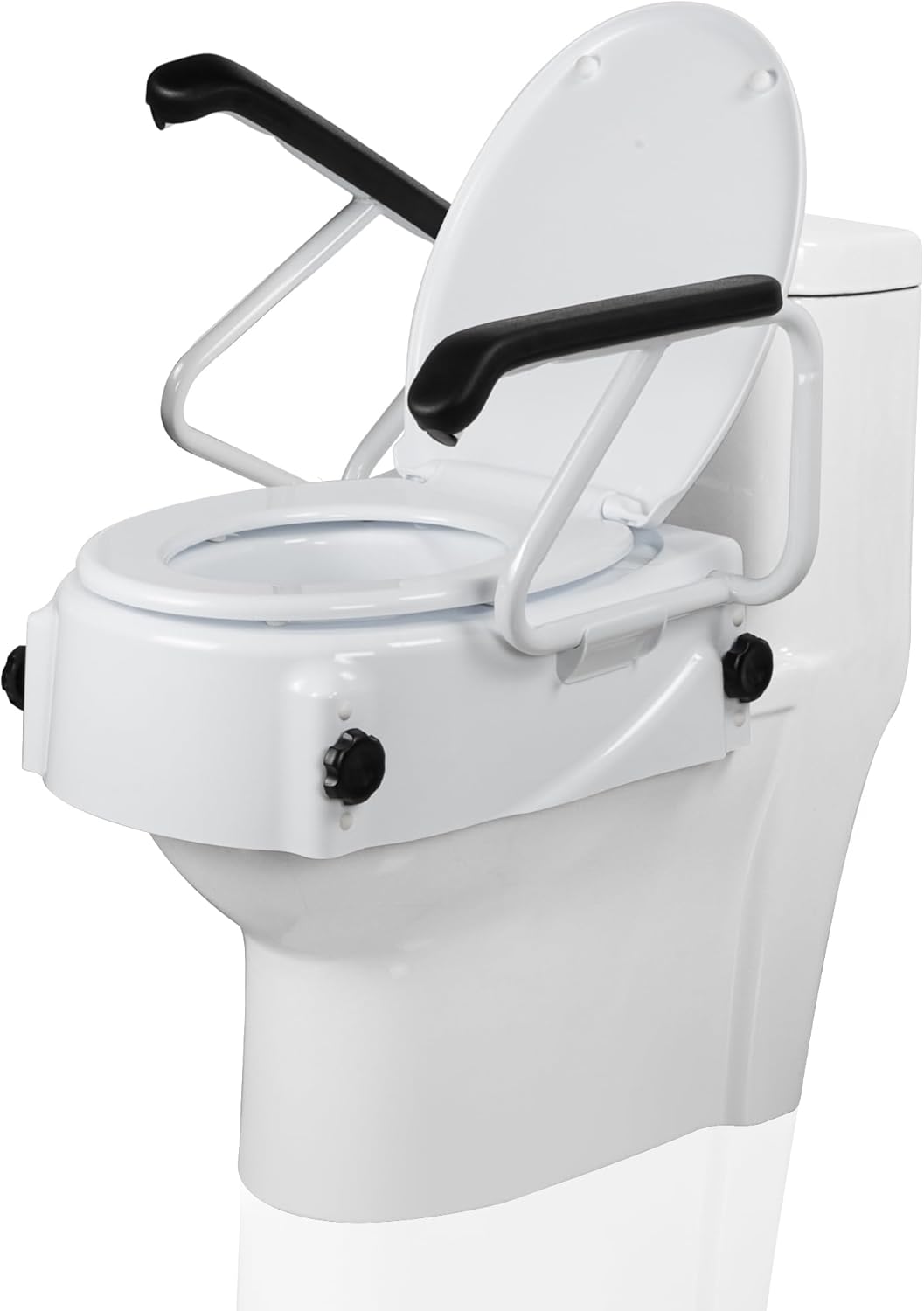 REAQER Raised Toilet Seat with Removable Handles, 5.9" Elevated Toilet Seat Riser Medical Supplies & Equipment for Handicap, Elderly, Hip Replacement After Surgery Height Adjustable