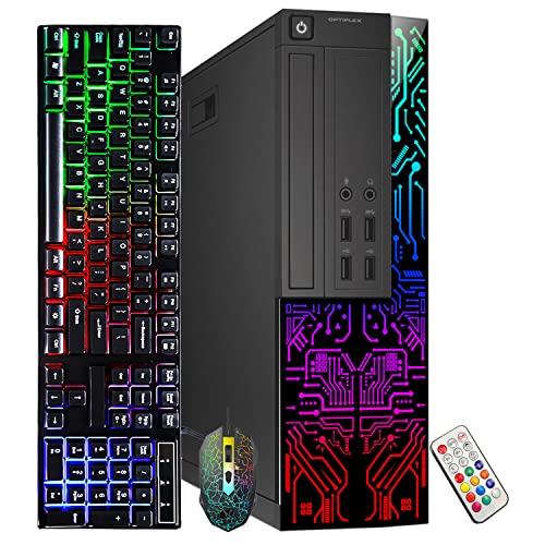 Dell Gaming OptiPlex Desktop RGB Computer PC | Intel Core i7 3.4Ghz | AMD RX 550 4GB GDDR5 | 16GB RAM 512GB SSD | RGB Gaming Keyboard & Mouse WiFi | Windows 10 HDMI (Renewed)