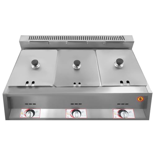 Commercial Deep Fryer 2/3 Pan LPG Gas Deep Fryer, 12/18L Stainless Steel Deep Fryer Portable Deep Fryer with Temperature Control, Countertop Deep Fryer Machine for Restaurant/Home