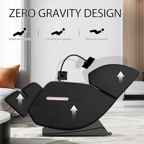 Massage Chair Full Body, Zero Gravity Massage Chair with Auto Modes, Airbag Massage, 6 Fix Point Rollers, Foot Massage, Heating, Touch Screen Controller, Gray Home Relaxation Recliner with Massage
