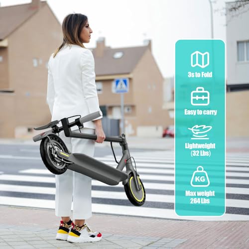 Electric Scooter Adults, Max 16 Mph & 10-15 Miles Range E-Scooter, Commuting Sport Scooter with APP Control, Powerful 350W 8.5" Solid Tires Foldable Electric Scooters (JS01-16mph-S)
