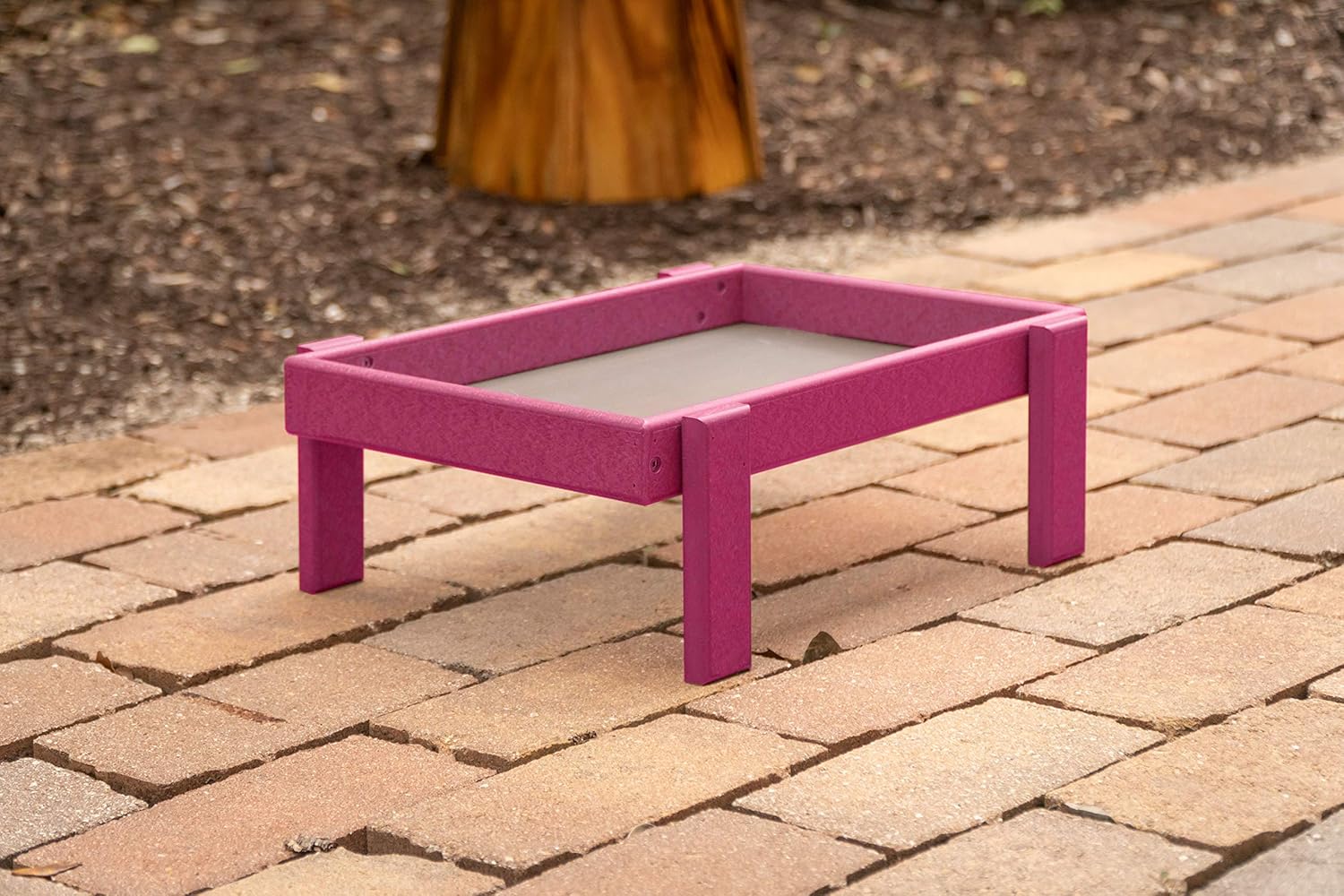 DutchCrafters Plastic Platform Ground Bird Feeder Tray Made in America (Weathered Wood)