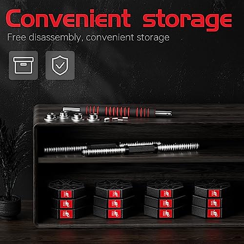 Adjustable Weights Dumbbells Set, 44Lbs 66Lbs 88Lbs 3 in 1 Adjustable Weights Dumbbells Barbell Set, Home Fitness Weight Set Gym Workout Exercise Training with Connecting Rod for Men Women