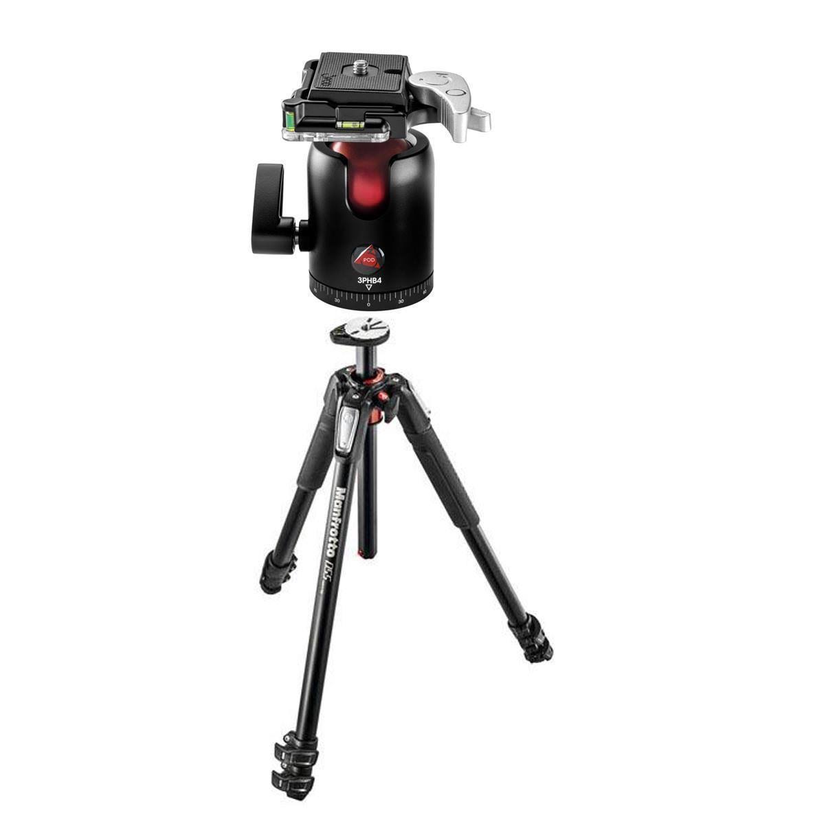 Manfrotto MT055XPRO3 Aluminum 3 Section Tripod with Horizontal Column, 19.84lbs Load Capacity, 66.93 inch Maximum Height - with