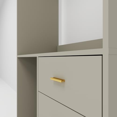 Wooden Closet System Wardrobe: Walk-in Closet Systems Wall Mount Closet with 4 Drawers and Shelves Clothes Storage Closet with 2 Hanging Rods 63"W x 15.7"D x 70.8"H