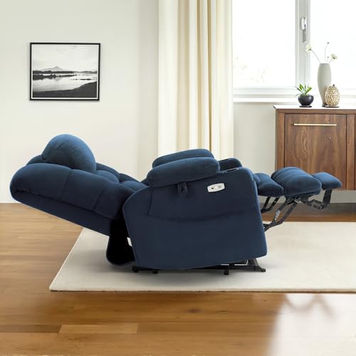 MCombo Large Triple Motor Power Lift Recliner Chair with Massage and Dual Heating, Adjustable Headrest for Tall Elderly People, Fabric 7634 (Grey, Large)