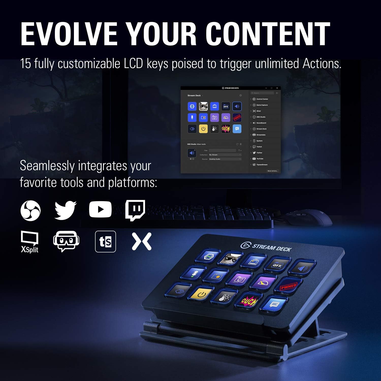Elgato 4K60 Pro MK.2 PCIe Capture Card4K60 HDR10 Capture & Stream Deck - Live Content Creation Controller with 15 Customizable LCD Keys, Adjustable Stand, for Windows 10 and macOS 10.13 or Late