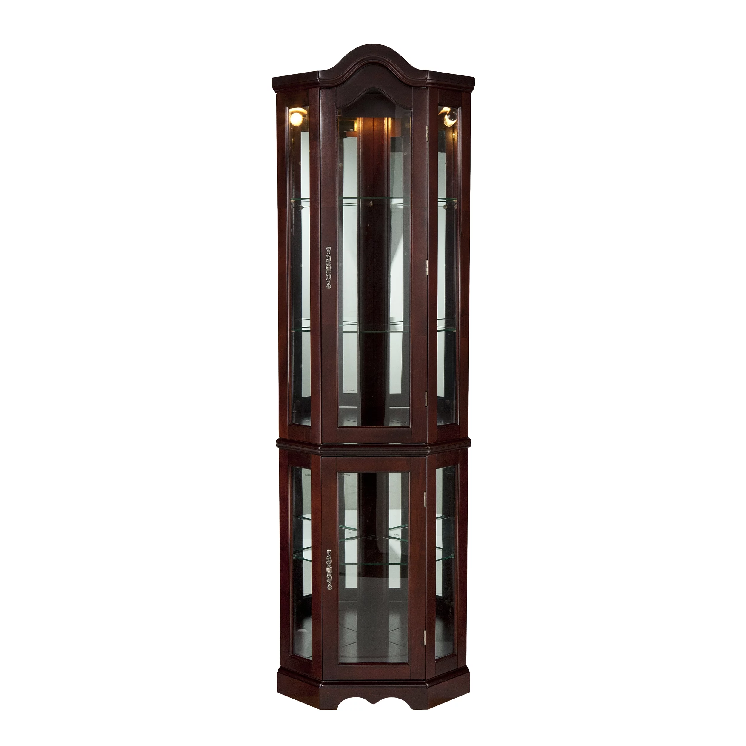 SEI Furniture Canterdale Lighted Corner Curio Cabinet - Mahogany 21.25 x 70