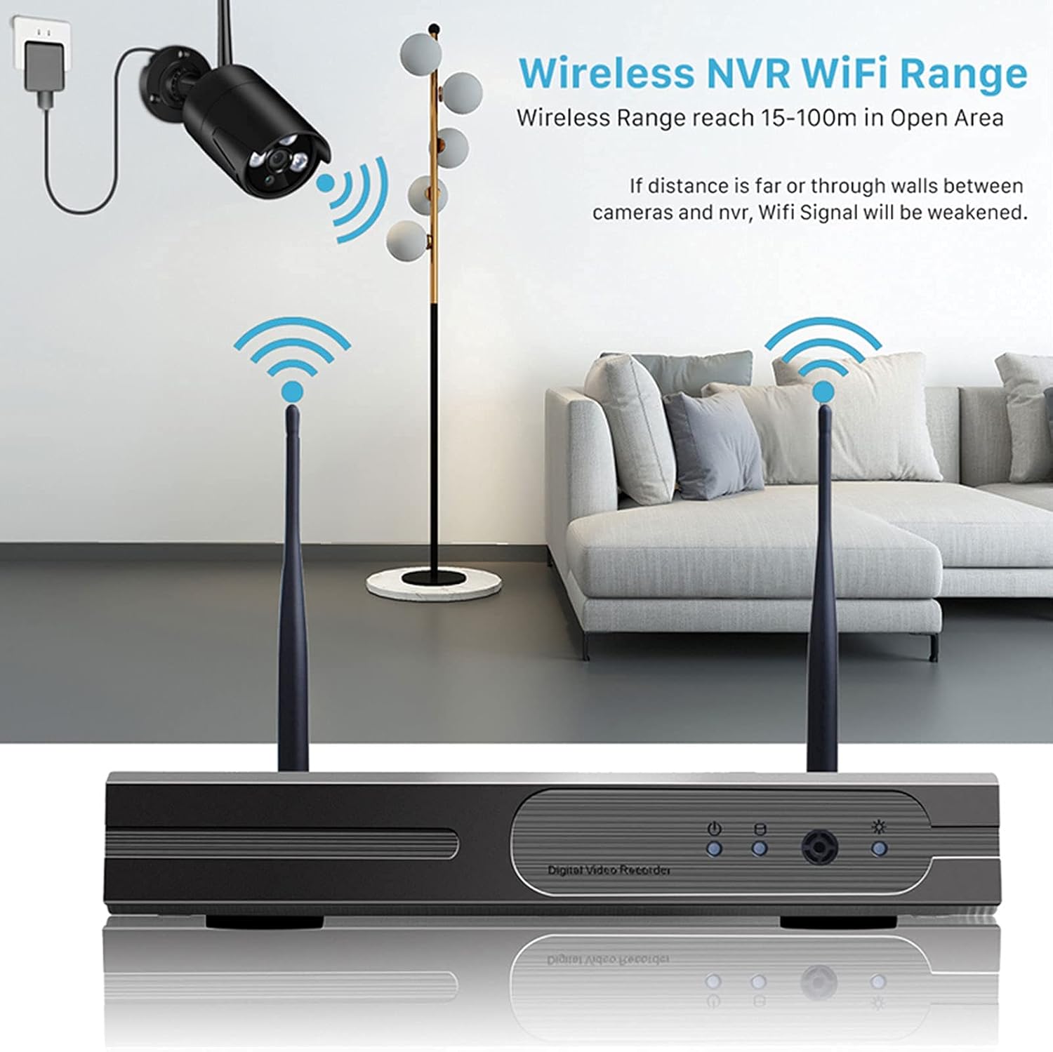2MP Security Camera System Outdoor 8 Channel DVR Surveillance Kit Night Vision Cam,IP66 Weatherproof Home CCTV Cameras,Instant Email Alert with Images