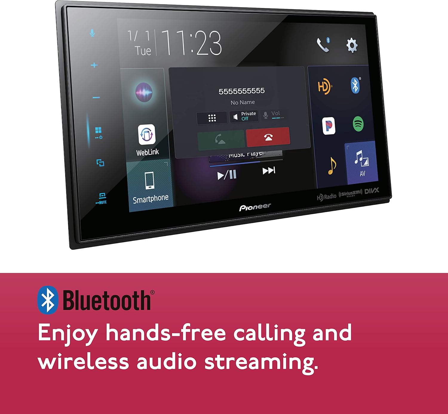 PIONEER CAR DMHC5500NEX 8-inch Modular Solutions Digital Media Receiver Wireless Carplay Mechless Amazon Alexa When Paired with Pioneer Vozsis App, Android Auto, Apple, Bluetooth, HD Radio