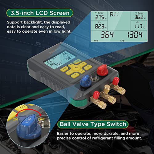 Digital HVAC Manifold Gauge Set Upgraded AC Pressure Gauge Set