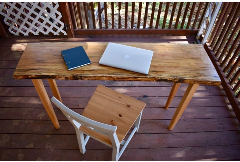 Maple Office Desk, Hallway Table, Rustic, Woodworking, Bedroom Desk, Spalted, Live Edge Table, Wood Work Desk, PC Laptop Workstation, 13"W x 28"H x 44"D, Computer Table for Bedroom, Living Room
