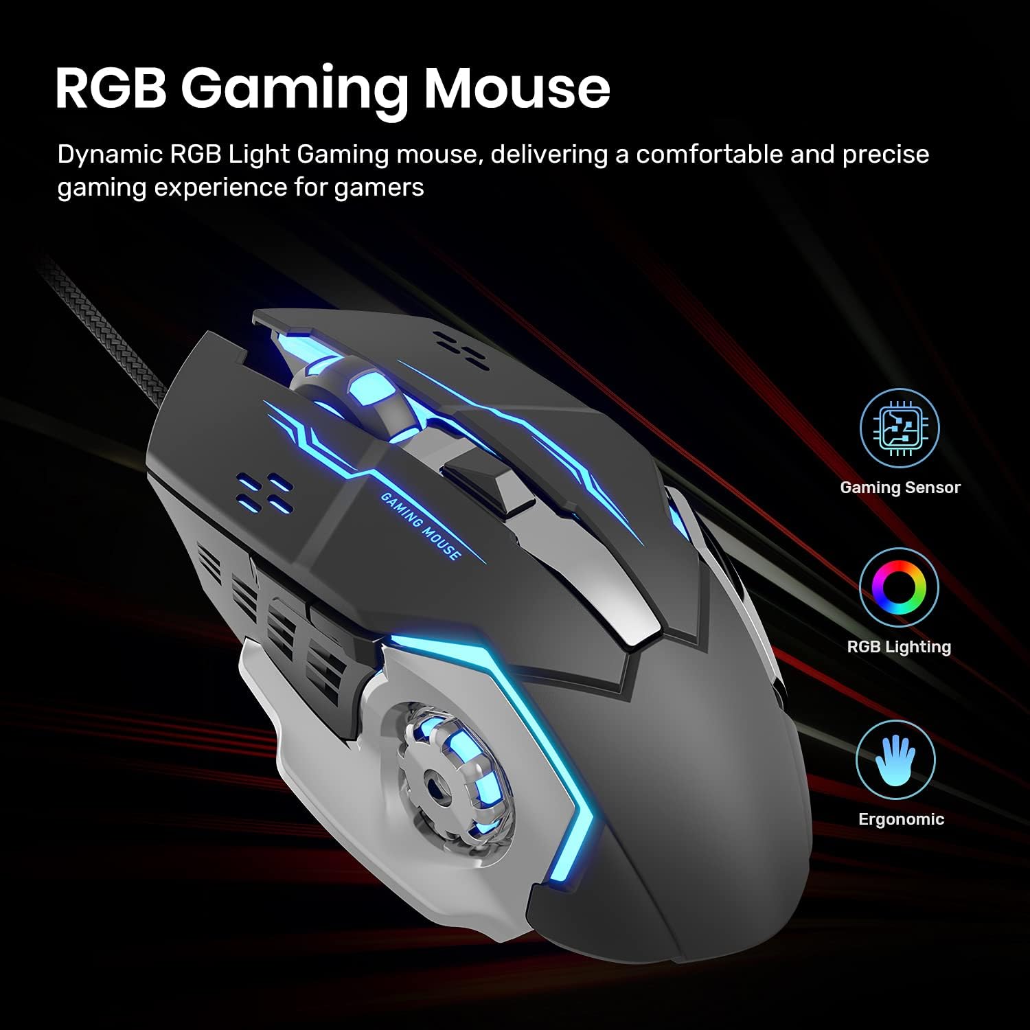 IFYOO K96 USB Wired Gaming 36 Keys One-Handed Keyboard and Mouse Combo Set for PC Games (Windows 10/8/7/XP, Linux), with RGB Backlit, Analog Joystick (with 4 Profiles), Wrist Rest, 2 Macros Keys